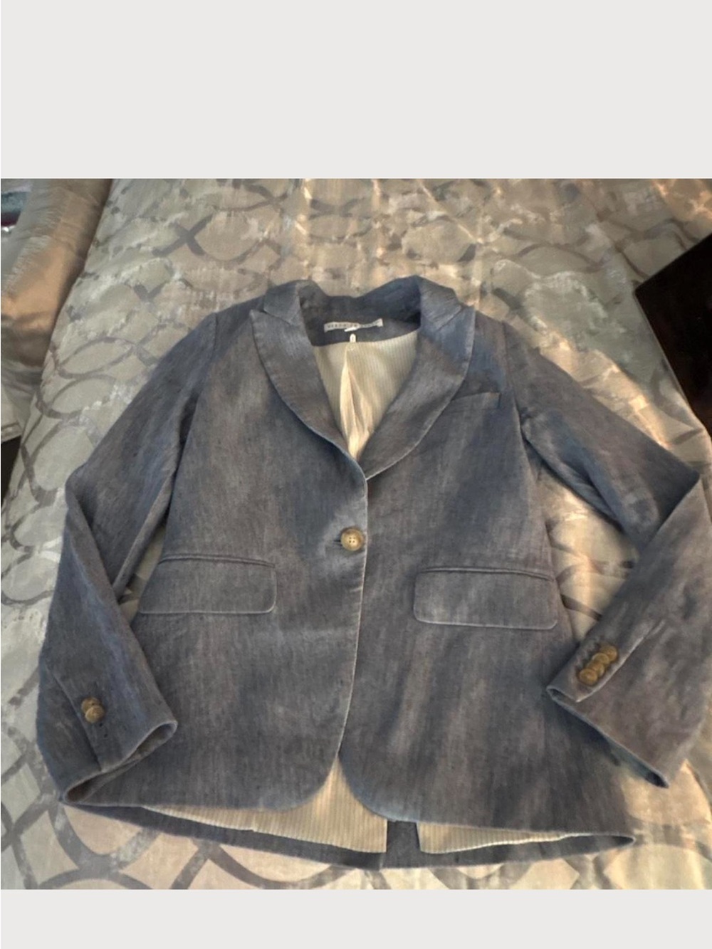 Veronica Beard Blue Denim-Effect Single-Button Blazer